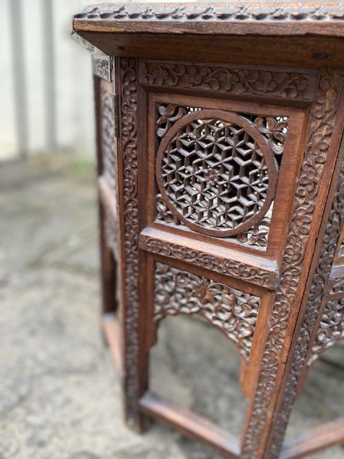 19TH CENTURY CARVED INDIAN SANDALWOOD TABLE - ADDITIONAL PHOTO 2