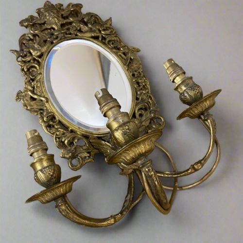 LATE 19TH CENTURY PAIR OF GILT CARVED MIRRORED SCONCES - ADDITIONAL PHOTO 2