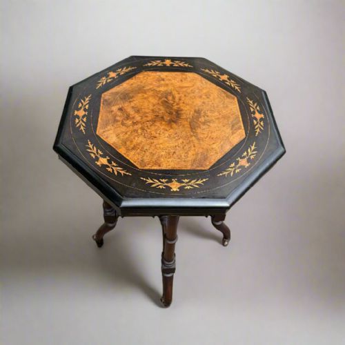 VICTORIAN AESTHETIC MOVEMENT EBONISED AND BURR WALNUT OCCASIONAL TABLE - ADDITIONAL PHOTO 1