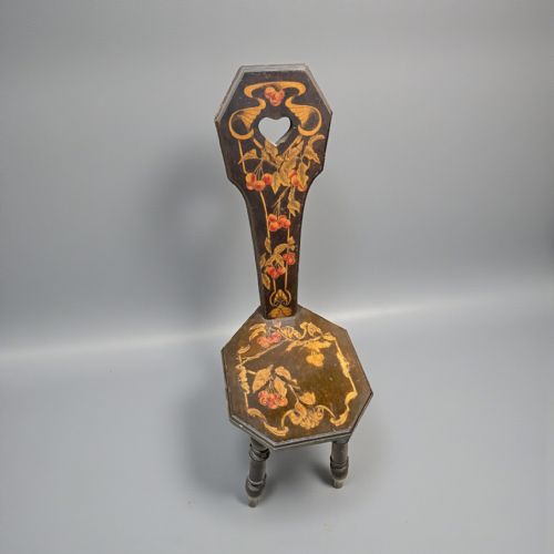 ARTS CRAFTS PENWORK CHAIR CIRCA 1900 - ADDITIONAL PHOTO 1