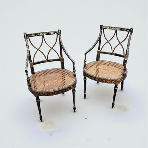 19TH CENTURY PAIR OF OPEN ARMCHAIRS - ADDITIONAL PHOTO 3