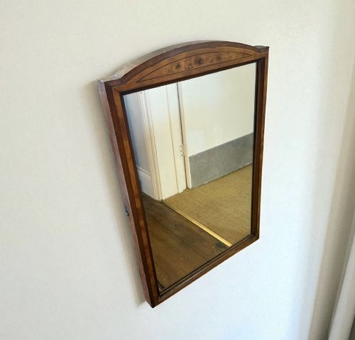 Arched Walnut, Yew & Mahogany Mirror Circa 1840