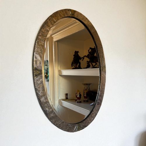 Arts & Crafts Hammered Metal Mirror