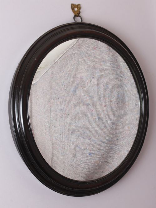William IV Period Small Convex Mirror in a Moulded Ebony Frame
