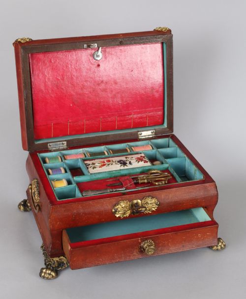 REGENCY PERIOD RED RUSSIALEATHER WORKBOX - ADDITIONAL PHOTO 1