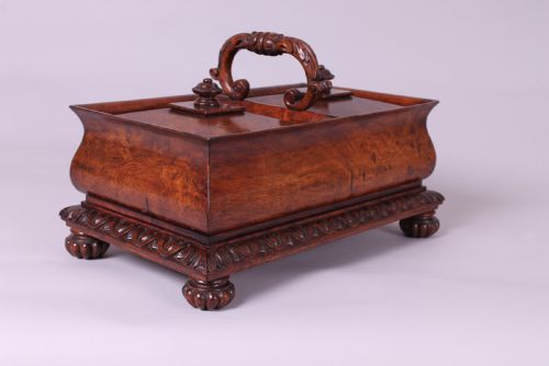 George IV Period Burr Oak Double Tea-caddy