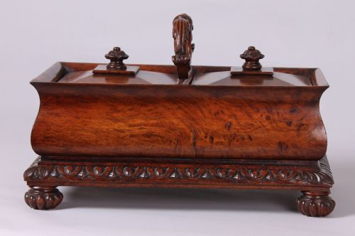fig 1. George IV Period Burr Oak Double Tea-caddy