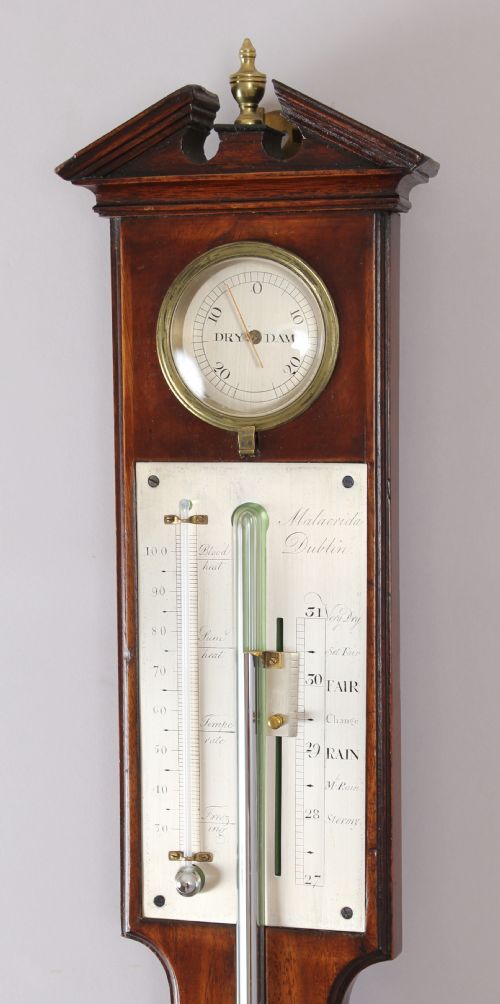 EARLY 19TH CENTURY MAHOGANY STICK BAROMETER BY MALACRIDA OF DUBLIN - ADDITIONAL PHOTO 4
