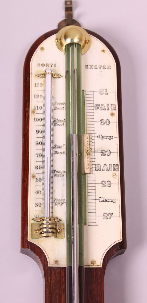 EARLY 19TH CENTURY ROSEWOOD STICK BAROMETER BY CORTI OF EXETER - ADDITIONAL PHOTO 2