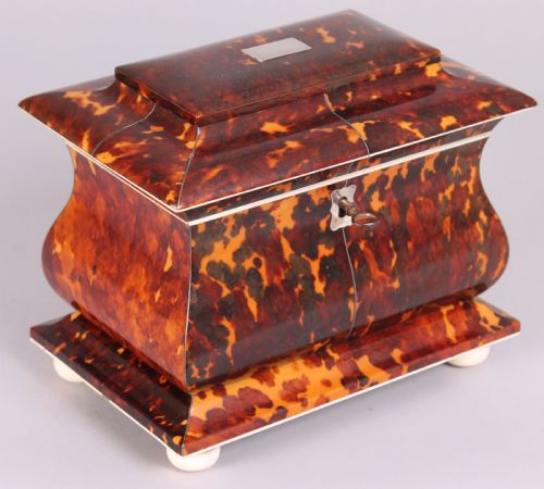 Fine William IV Period Tortoise-shell Double Tea-caddy