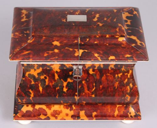 fig 1. Fine William IV Period Tortoise-shell Double Tea-caddy
