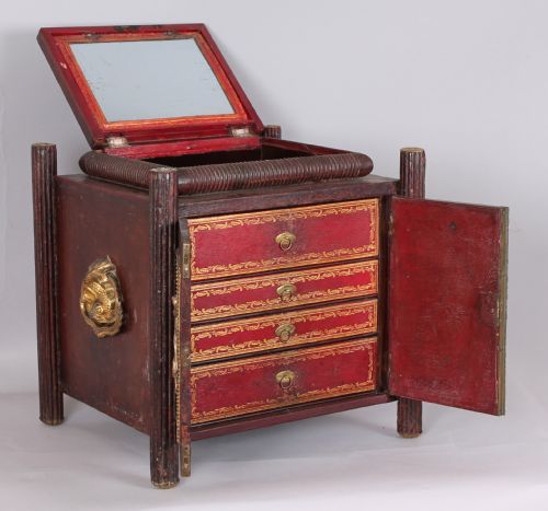 EARLY 19TH CENTURY TOOLEDLEATHER AND GILTBRASS MOUNTED TABLECABINET - ADDITIONAL PHOTO 1