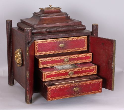 EARLY 19TH CENTURY TOOLEDLEATHER AND GILTBRASS MOUNTED TABLECABINET - ADDITIONAL PHOTO 2