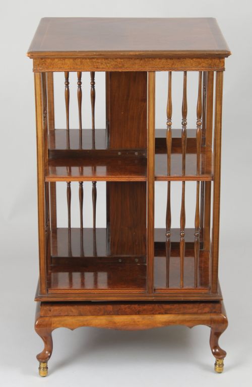 High Quality 1920s Burr-walnut Revolving Bookcase