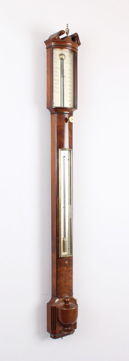 Very Fine Mahogany Bow-fronted Stick Barometer by Mackenzie & Swaggart