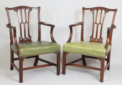 Pair of Fine Quality George III Period Mahogany Elbow-chairs in the Chippendale Manner