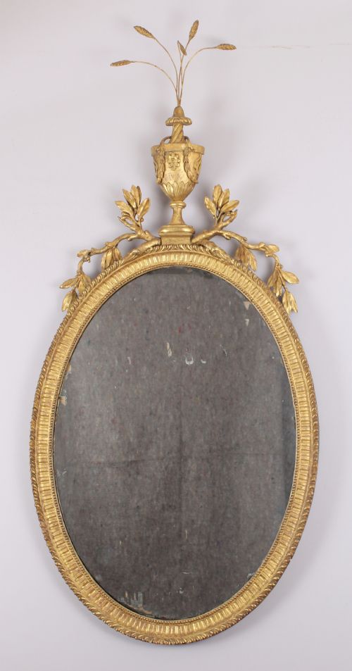 George III Period Carved and Gilt Wood Wall Mirror in the Neo-classical Style