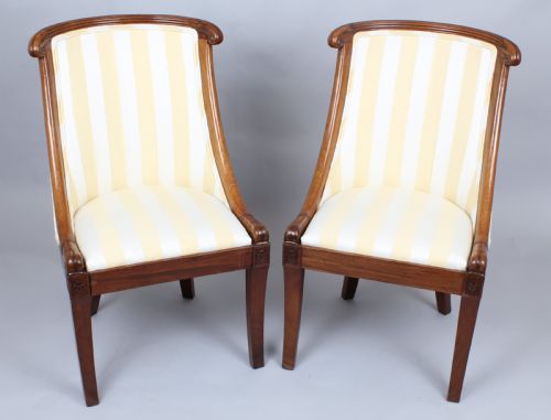 Pair of Early Nineteenth Century French Mahogany Small Bergeres