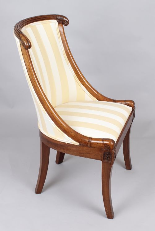 fig 1. Pair of early nineteenth century French mahogany small bergeres