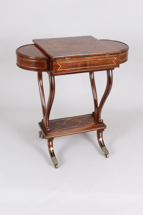 Regency Mahogany and Brass Inlaid Work-table