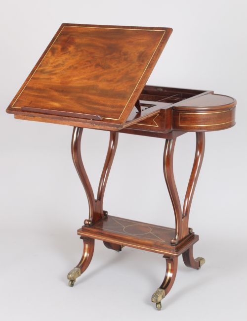 fig 1. Regency mahogany and brass inlaid work-table