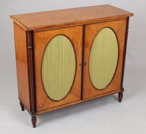 Fine George III Period Satinwood Small Cabinet in the Sheraton Manner