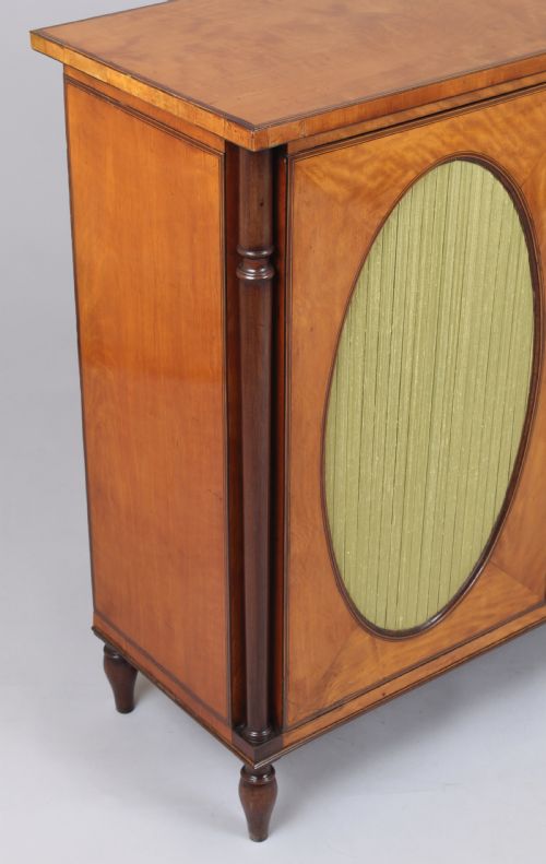 fig 1. Fine George III period satinwood small cabinet in the Sheraton manner