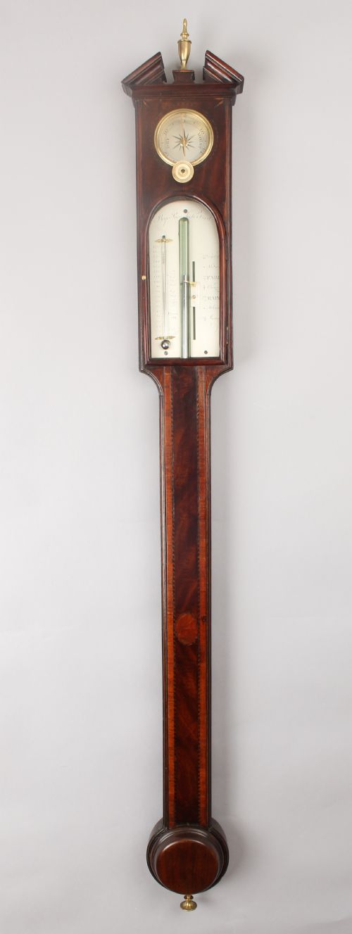 A George III Period Mahogany Stick Barometer by Baptista Ronchetti of London