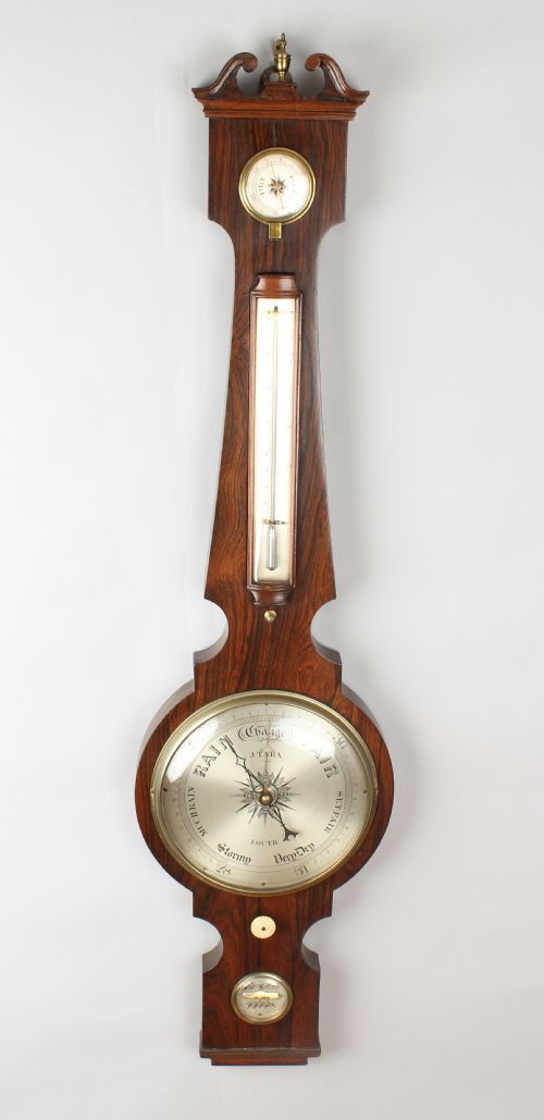 19th Century Rosewood Wheel Barometer by J Tara, Louth
