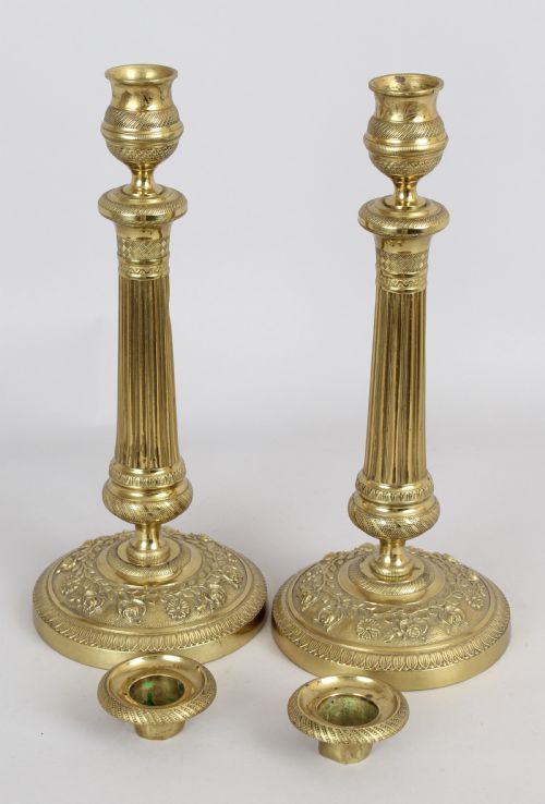 Pair of French Brass Candlesticks