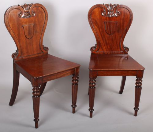 Pair of William IV Period Mahogany Hall-chairs