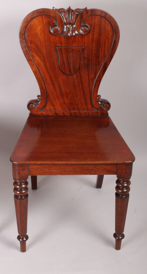 fig 1. Pair of William IV period mahogany hall-chairs 