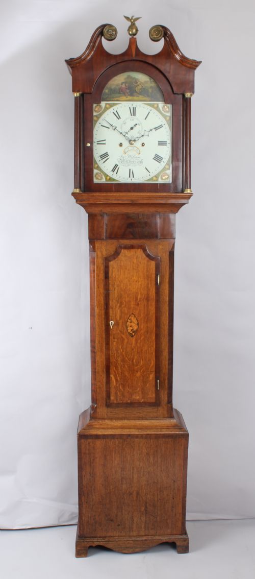 Early Nineteenth Century Golden-oak and Mahogany Long-case Clock by John Wilson of Peterborough