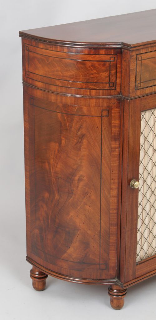 fig 1. Fine George IV period mahogany bow-ended chiffonier of unusually small proportions