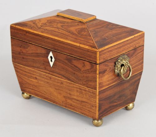 George IV Period Rosewood Sarcophagus-shaped Tea-caddy