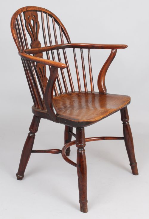 George III Period Yew Low-back Windsor Arm-chair