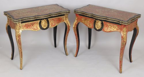 Exceptionally Fine Pair of French Second Empire Boulle Revival Card-tables