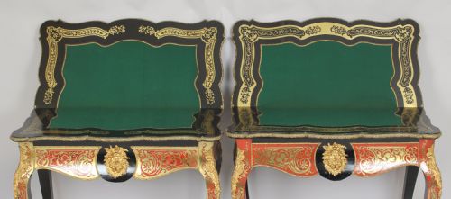 fig 1. Exceptionally fine pair of French Second Empire Boulle Revival card-tables
