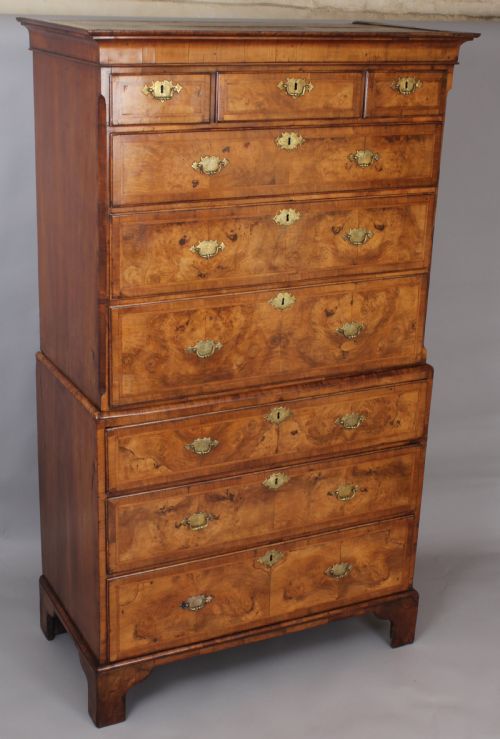 George I Period Walnut Chest-on-chest of Small Proportions and Attractive Golden Colour