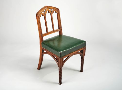 fig 2. Fine and rare set of six Regency mahogany chairs in the Gothic taste
