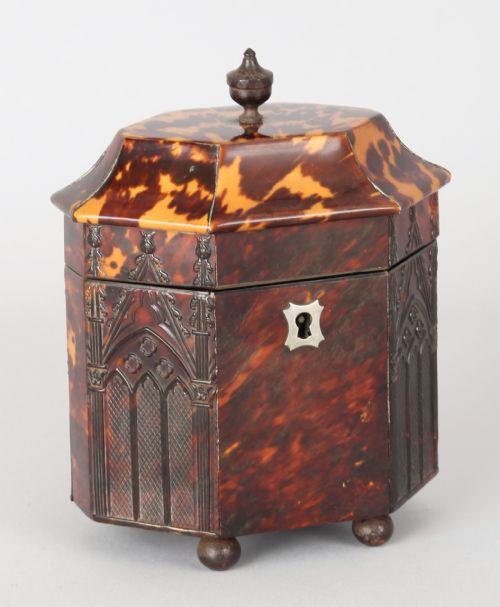 Regency Period Octagonal Tortoise-shell Tea-caddy