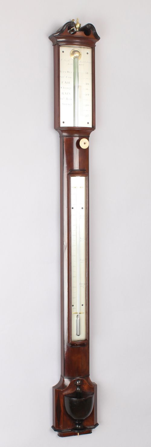 Fine Early 19th Century Mahogany Bow-fronted Stick Barometer
