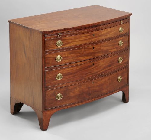 fig 1. Rare pair of George III period mahogany bow-fronted chests-of-drawers