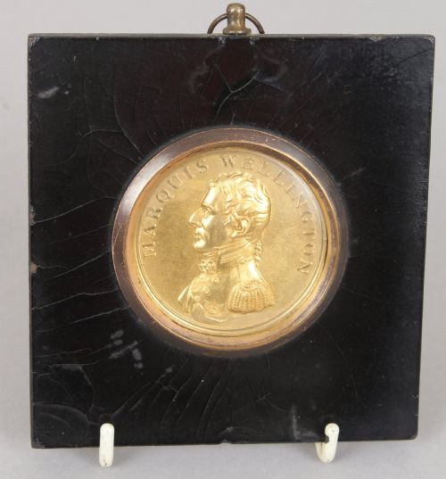 19th Century Gilt-brass Pressed Relief Plaque of Marquis Wellington