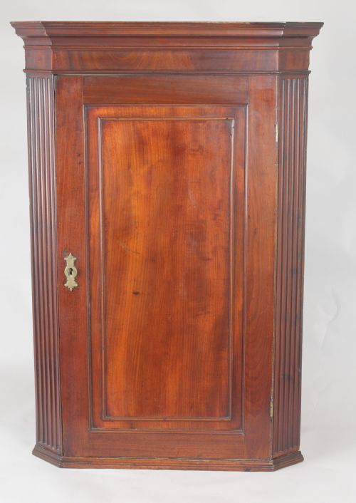 George III Period Small Mahogany Corner Cupboard