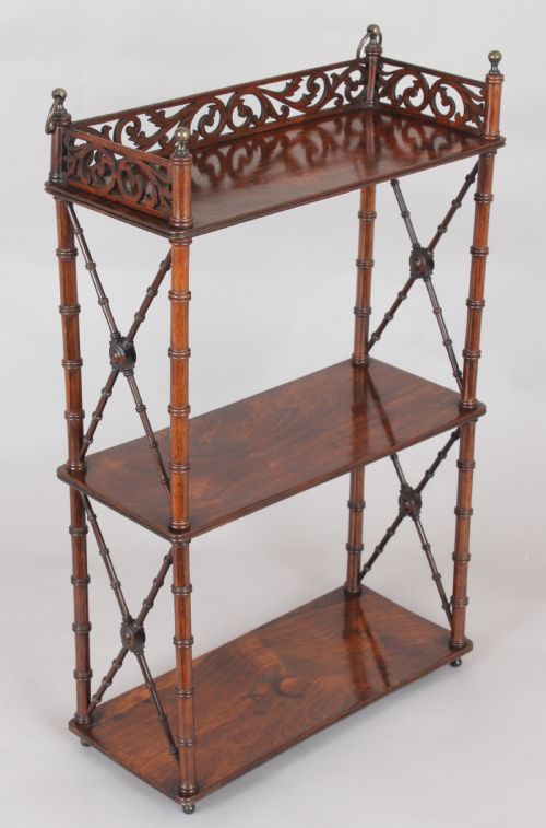 Rare and Fine Quality Regency Period Small Rosewood Hanging-shelf