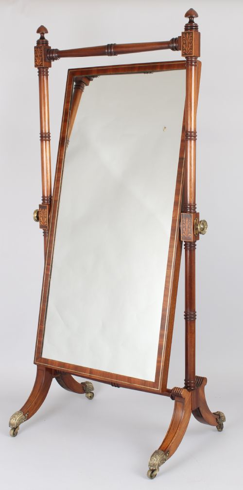 Good Quality George IV Period Mahogany Cheval Dressing-mirror