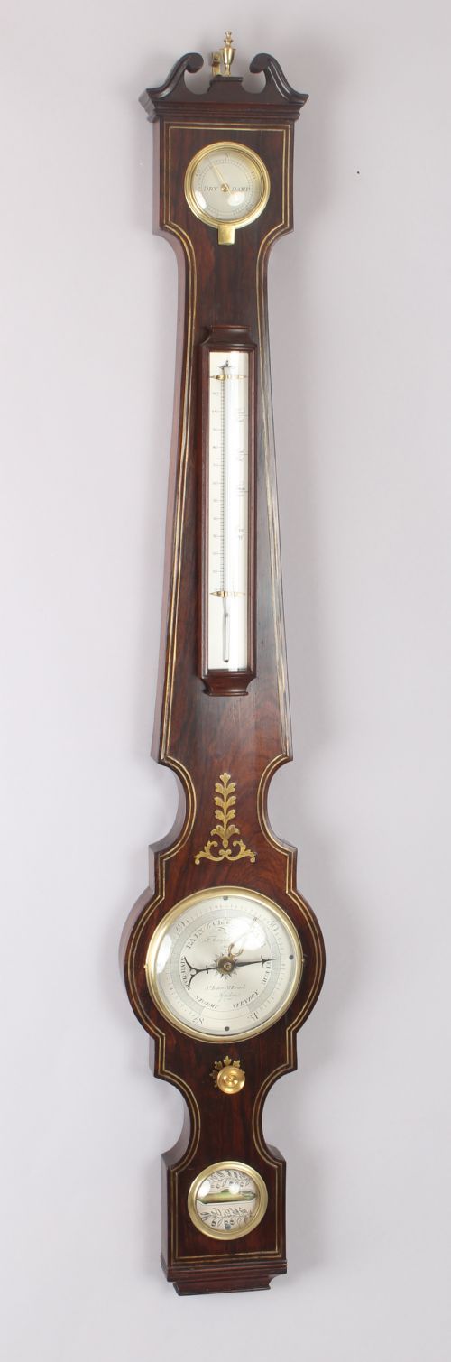 Rare Early Nineteenth Century Rosewood Wheel Barometer