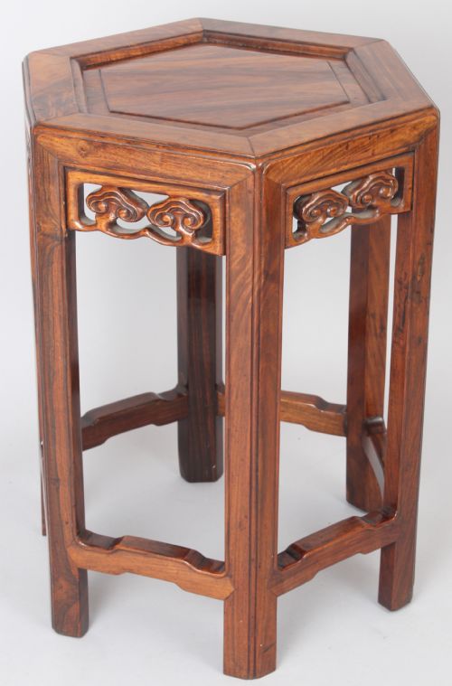 19th Century Chinese Hardwood Hexagonal Stand