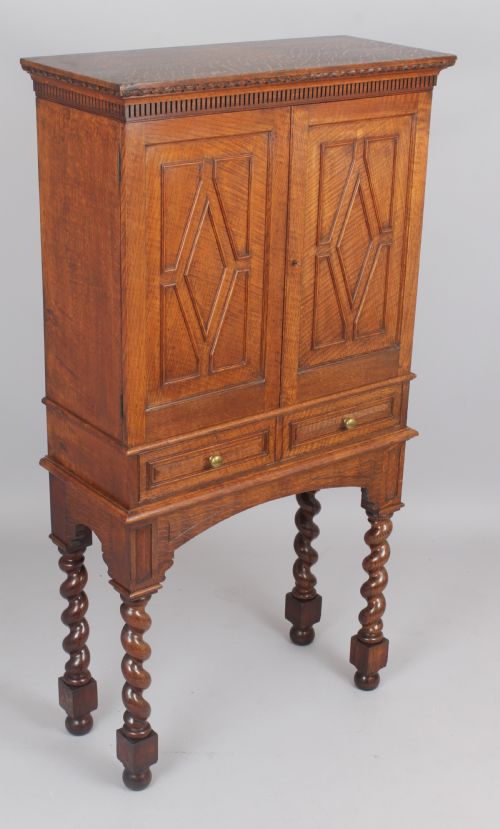 An Edwardian Oak Stationery Cabinet